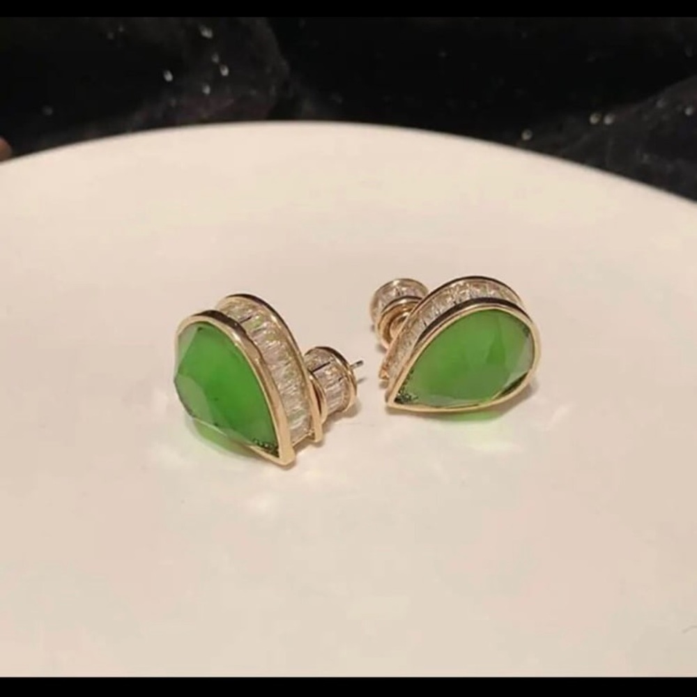 Emerald tone orbita model swarovski inspired stud earrings